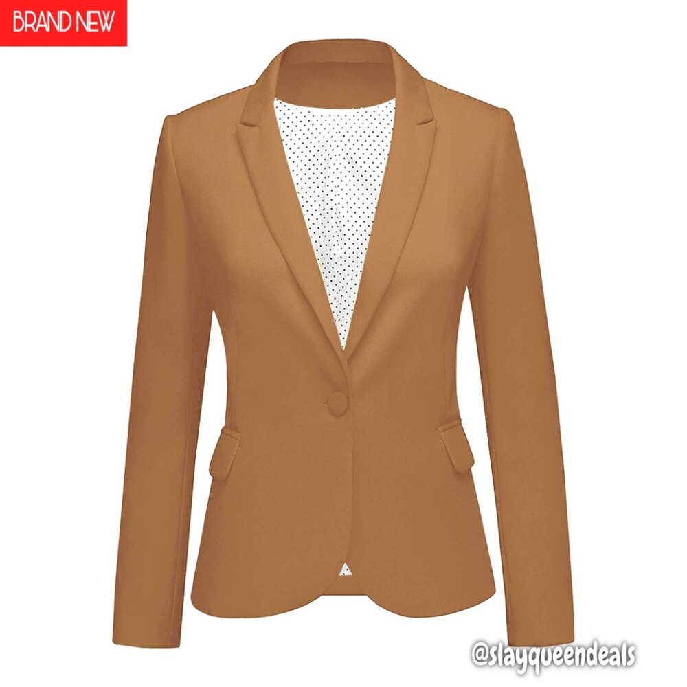 Women's Long Sleeve Notch Lapel Blazer With Pockets Professional Jacket